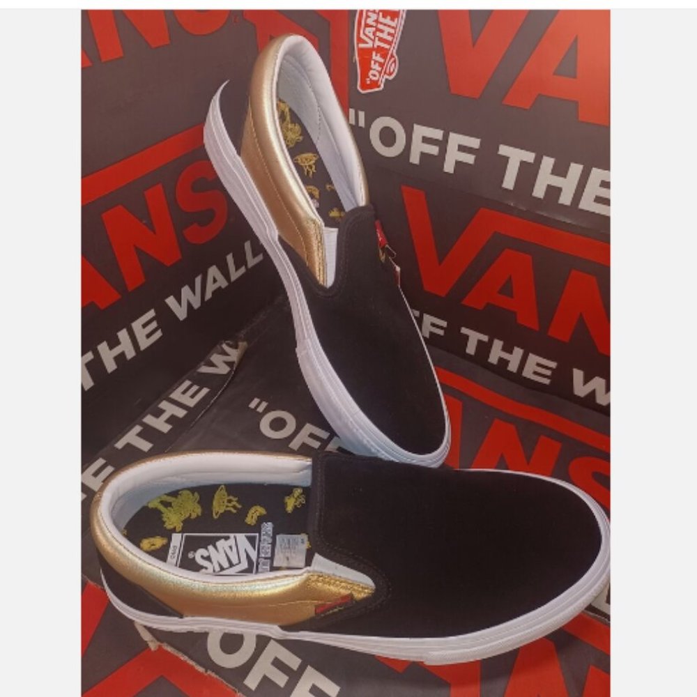 VANS Shake Junt Slip On Pro Shoes Black / Gold Men's 7.5/Women's 9 VN0A347V13L